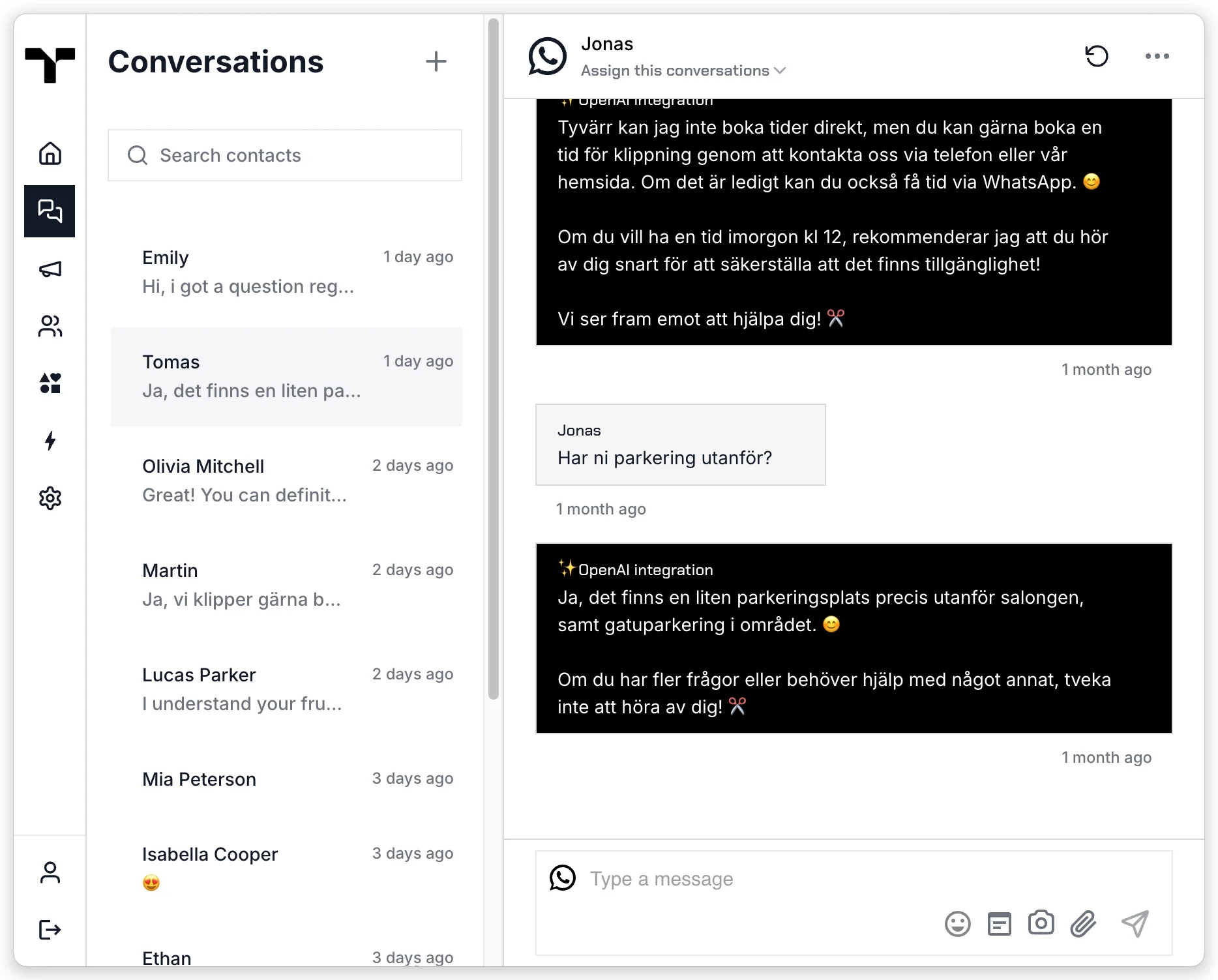 Screenshot demonstrating Smart Conversations
